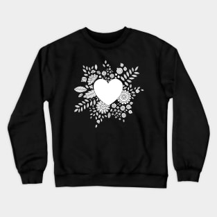 Flourishing Heart Adult Coloring Illustration, Heart and Flowers Wreath Crewneck Sweatshirt
